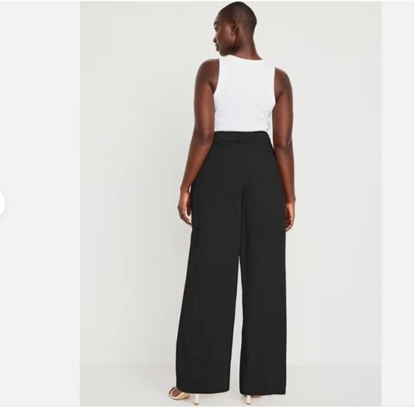 Old Navy Extra High-Waisted Poplin Super Wide-Leg Taylor Pants Black 14 $50 NWT - Picture 4 of 13